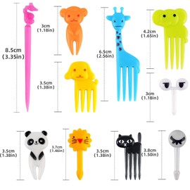 106pcs Food Picks For Kid,Fun Cute Mini Reusable Cartoon Animal Fruit Toothpick for Picky Eaters, Lunch Accessories Bento Decorations For Toddler And Kids,BPA Free