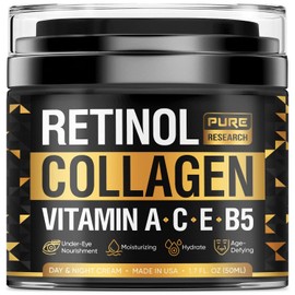 Retinol Face Cream – Natural Anti-Wrinkle Cream – Anti-Aging Facial Moisturizer with Collagen & Hyaluronic Acid - Hydrate, Renew and Protect Your Skin 1.7oz