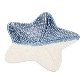 sourcing map Ceramic Jewelry Tray, Conch Vanity Tray for Women Earrings Ring, Blue/White