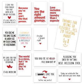 Funny Mini Anniversary Cards Love Notes Cards with Envelopes, for Valentines Day Husband Wife Him Her Boyfriend Girlfriend, Lunch Box Notes Card 14 Pcs - FS233