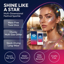 Colorful Body Glitter Stick – Sparkly Holographic Shimmer for Face, Hair & Body, Quick-Dry Party Glitter Makeup, Long-Lasting Glow for Festivals, Concerts, Easy to Apply & Remove, Sparkling Makeup