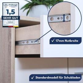 NEUFELD® Drawer Runners 246 mm - 17 mm Groove (Including Mounting Materials) - Drawer Rail System - Rails for Drawers