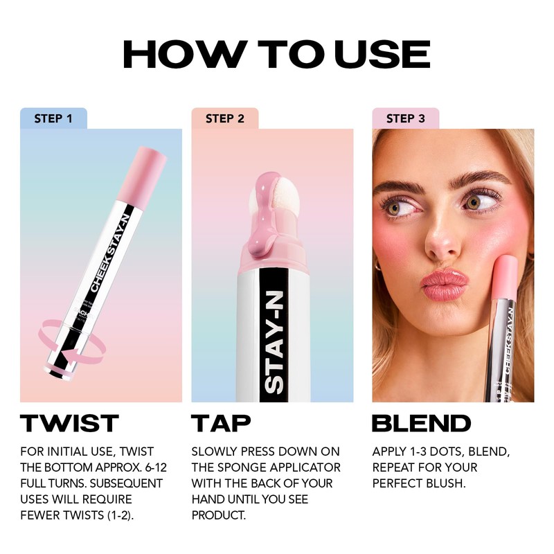 Sacheu Cheek STAY-N Blush Tint. Rich, High Pigment and Buildable,