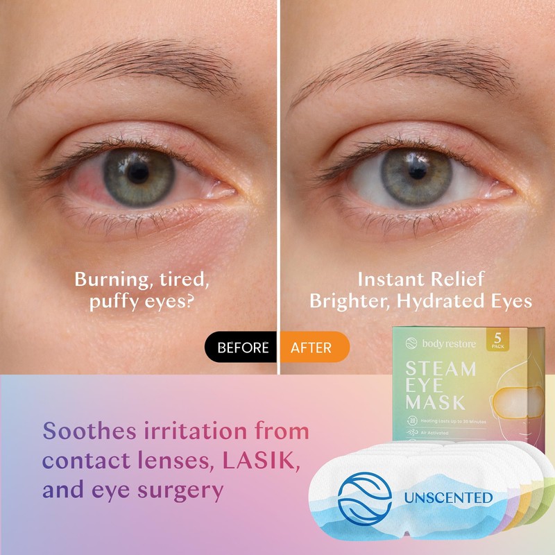 Body Restore Self Heated Steam Eye Mask 5 Pack -