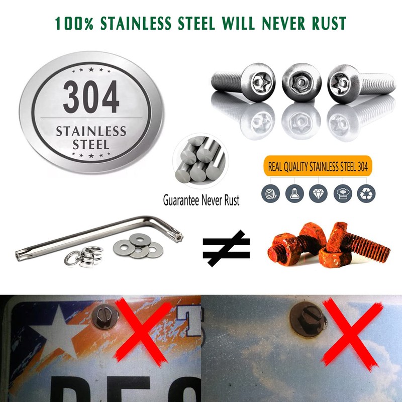 BGGTMO License Plate Screws Anti Theft -1/4 M6 Security License