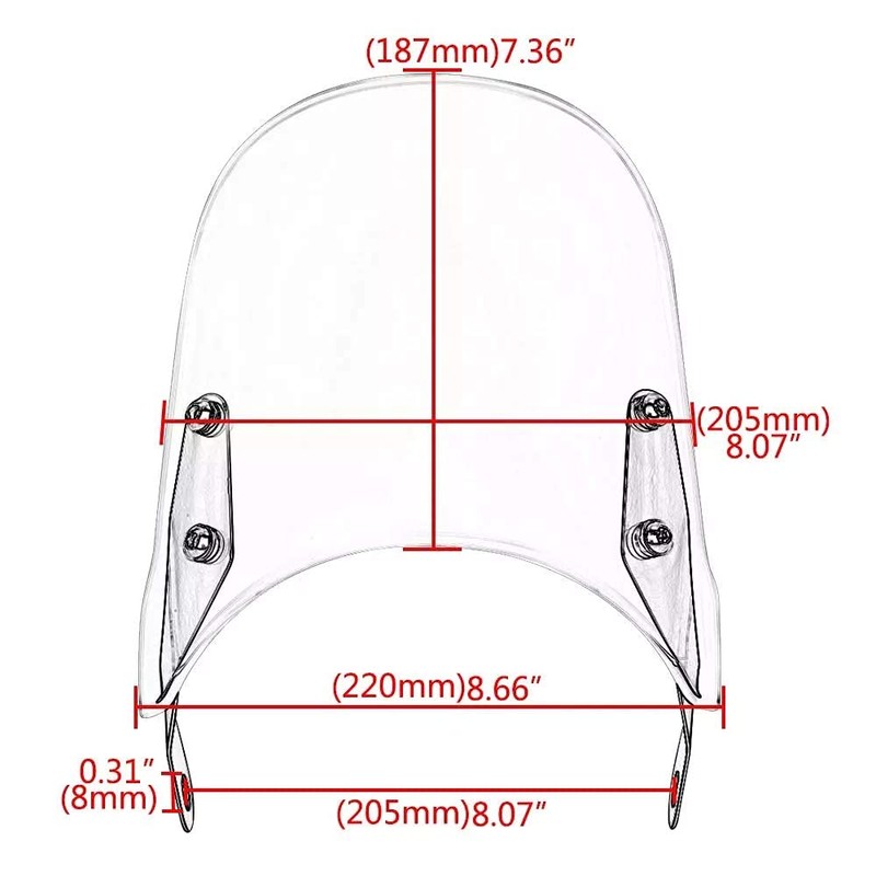 YUANYE Motorcyke Windshield 5-7" Triumph Bonneville T100 T200 Modified Windshield