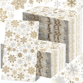 KJQJLY 100 Pcs Winter Napkins Paper Disposable snowflake napkins Xmas Snowflake Paper Napkins for Kitchen Decorative Party Winter Festive and Christmas Decoration 13 x 15.7 in
