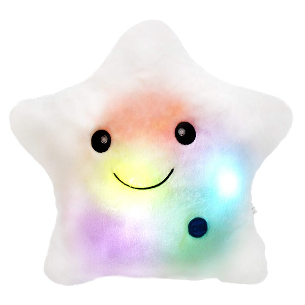 WEWILL Creative Twinkle Star Glowing LED Night Light Plush Pillows Stuffed Toys (White)