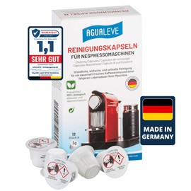 AGUALEVE® Nespresso Cleaning Capsules, Pack of 12, Suitable for all Nespresso Machines up to Vertuo Line, Brand Quality, Made in Germany, 360° Cleaning Formula