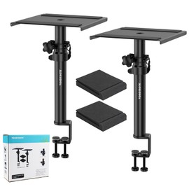 Vondynote Set of 2 Studio Monitor Stands Desk Clamp Desktop Speaker Stands with Isolation Pads
