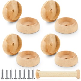 Yookeer 4 Pack Wooden Closet Pole Sockets 1-3/8" Closet Rod Holders Pole Holders for Wardrobe Hallway Bathroom Curtain Clothing Store(Wood Color)