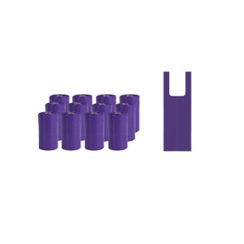 Cwyza Biodegradable T-Shirt Poop Bags with Easy-Tie Handles – Leak-Proof, Extra Thick Waste Bags for Small Dogs & Cats,12 Pack of 15, 180 Count (Purple, 12 Rolls)