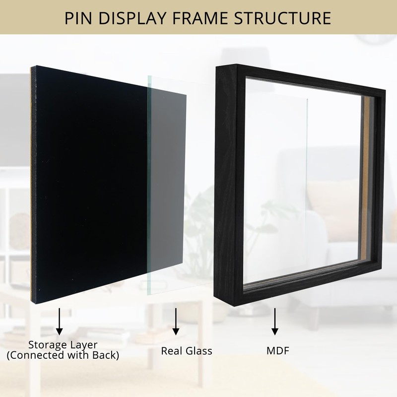 GMFrames 11x11 Enamel Pin Display Case, Pin Collection Display Frame