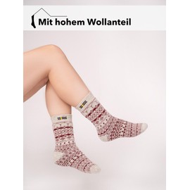 A Pair of Norwegian Socks for Men and Women, Jacquard Sweden Design, Scandinavian Socks, Cuddly Socks, Made of 80% Wool, Thick Socks, Hyggelig Warm, Ecru/Navy, 35 - 38