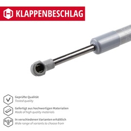 Gedotec Flap Fitting Replacement Gas Pressure Damper with Ball Head | 1 Piece 380 N for Kesseböhmer Flaps Lift Fitting | Compression Springs as Replacement Part Including Protective Cap | 210 mm |