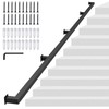 10FT Black Square Tube Handrail,Sturdy Stair Rail Wall Mount Handrails,440lb