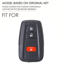 for Toyota 4Runner Key Fob Cover with Keychain, Genuine Leather Car Key Case Shell Protector Compatible with 2016-2025 RAV4 Camry Prius Prado Highlander Avalon C-HR Corolla GT86, 3 Button(Blue)