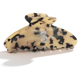 LILIE&WHITE Tortoise Initial Hair Clips For Women With Letter Rhinestone Hair Claws Trendy Monogram Claw Clips For Thick Hair Alphabet S