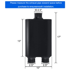 Floshine Universal Mufflers Performance Automotive Exhaust Aluminized Steel Muffler Dual Chamber 2.5" center inlet/2.5" dual outlet FH425400