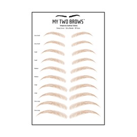 My Two Brows - Dirty Blonde Eyebrow Tattoo - Small Size - Waterproof & Smudgeproof - Grooming Transfers Stickers Makeup - Classy Curve Style Fake Peel off Eyebrows