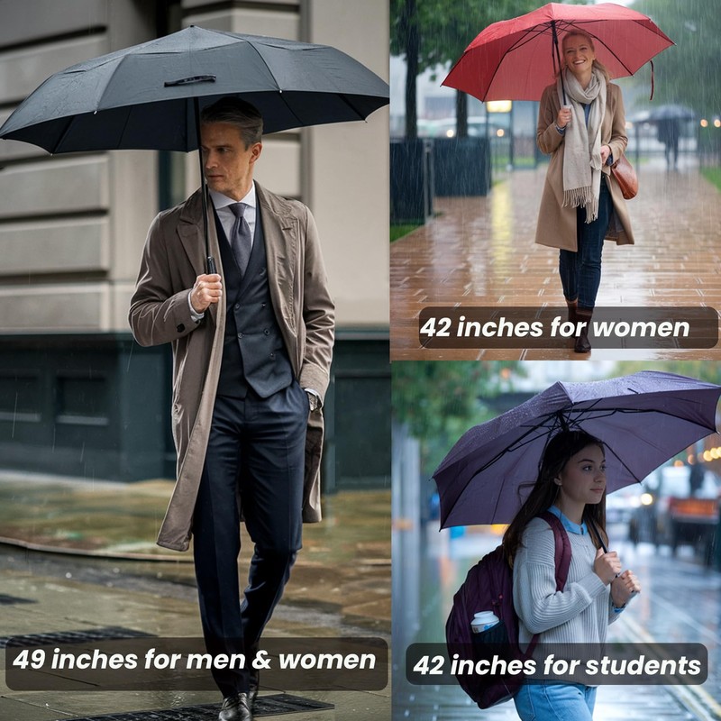 MRTLLOA 42/49 Inch Compact Windproof Travel Umbrella for Rain, Lightweight,