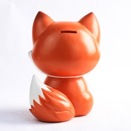Bicuzat Cute Fox Shaped Piggy Bank Coin Bank Money Bank Resin Money Saving Bank for Fox Lovers Children Home Decoration