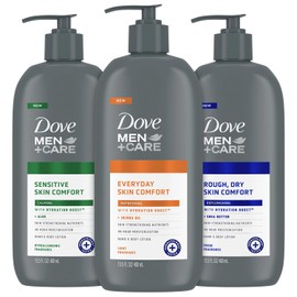 Dove Hand & Body Lotion, Men+Care Variety Pack – Rough Dry Skin Comfort with Shea Butter, Sensitive Skin Comfort with Aloe Vera, Everyday Skin Comfort with Jojoba Oil, 13.5 Oz Ea (3 Piece Set)