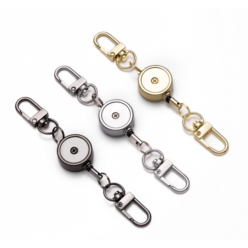 3 Pack Retractable Key Chain Key Ring, Zinc Alloy Metal