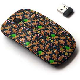 2.4G Wireless Mouse with Cute Pattern Design for All Laptops and Desktops with Nano Receiver - Christmas Cookies Gingerbread