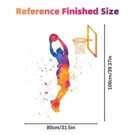 HOSTK Basketball Player Wall Dunk Wall Stickers, Colorful Waterproof Basketball Wall Decor, Sports Player Silhouette Decals, Peel & Stick Wall Art Murals for Boys Teens Playroom Bedroom Gym Classroom