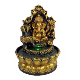 Ganesha Statues Indoor Water Fountain, Elephant Buddah Statute Tabletop Fountain with Rolling Ball, Zen Fountain for Home Office Bedroom Desk Decoration (Style 1)