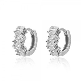 Cubic Zirconia Small Huggie Hoop Earrings for Women, 925 Sterling Silver Ear Needle Crystal Earring Jewelry Gifts, Small, Silver, Cubic Zirconia