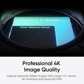 Insta360 Link 2C - 4K Webcam for PC/Mac, 1/2" Sensor, Auto Framing, HDR, AI Noise-Canceling Mic, Gesture Control for Streaming, Video Calls, Gaming, Works with Zoom, Teams, White