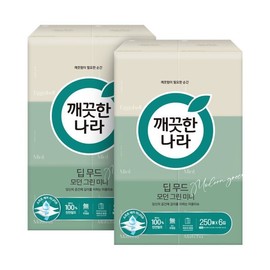 Clean Country Deep Mood Beauty Tissue Modern Green Mini 250 Sheets (6 Packs) 4ea