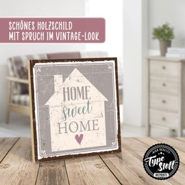 TypeStoff Wooden Sign with Saying - HOME SWEET HOME - Vintage Look with Quote as Gift and Decoration - HS-00526