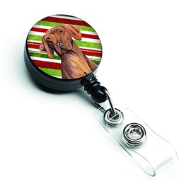 Caroline's Treasures Vizsla Candy Cane Holiday Christmas Retractable Badge Reel, Multicolor (SC9338BR)