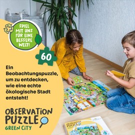 Adventerra Games, Observation Puzzle Green City, Maxi Puzzle, Children from 4 Years, Montessori Learning Games, Ecological Games