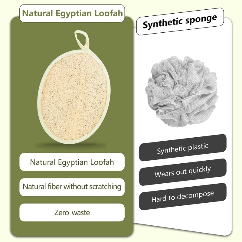 Egyptian Natural Loofah Sponge for Body Back Face Scrub, 100%