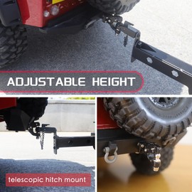 HOPLEX 1/10 RC Car Trailer Heavy-Duty Metal RC Trailer for 1/10 RC Crawler TRX4 TRX6 SCX10 Gen7 Gen8, Hitch Receiver and Kinetic Winch Strap Included