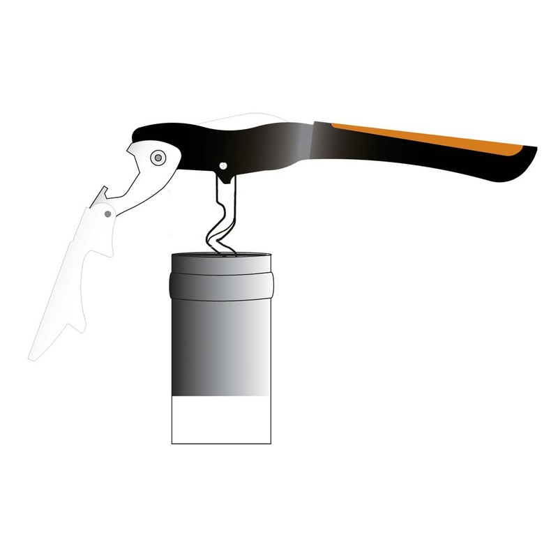 Gulliver Stainless Steel Two Step Waiter's Corkscrew - Black