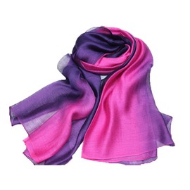 QIKEGooods Cotton Silk Scarves for Women Gradient Color Long Shawl wrap Ladies Neck Scarves Soft Scarf Shawl Wrap Stole Scarf