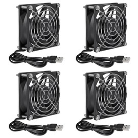 4Pcs USB Fan DC 5V 8025 80MM Cooling Fan 80x80x25mm USB Cooling Fan Comptuter Case CPU Cooling Fan Laptop with Metal Grill