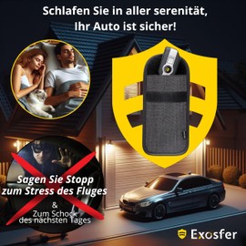Exosfer - Key Bag for Car. RFID Blocker, Radiation Protection, Keyless Go Protection, Car Accessories Anti-Theft Protection, Anti-Hacking Car Key Case, Faraday Bag. Protects Toll Box and Credit Card,
