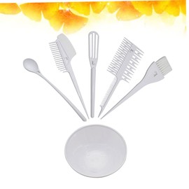 Beavorty 6Pcs Hair dye Bowl Hair Dyeing kit Hair Color Comb Brush Hair Highlights Brush DIY Hair dye Tools Salon Coloring kit Hair Tint Bowl Hair kit Salon Supplies Baking Oil White