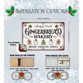 Always Fresh Gingerbread Bakery Bread Cookies Cakes Metal Tin Sign Vintage Farmhouse Christmas Decor for Cafe Home Pubs Garage Shop Club Decor Plaques Outdoor or Indoor Christmas Poster 8x12 inch