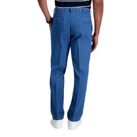 Haggar mens Casual Classic Fit Denim Trouser Pant - Regular and Big & Tall Sizes jeans, Muted Stonewash, 36W x 32L US