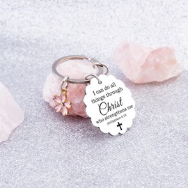 Religious Gifts for Women Faith Based Gifts for Christian Women Christian Decor Bible Verse Cross Keychain I Can Do All Things Through Christ Keyring Bible Accessories for Easter Christmas