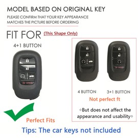 SANRILY Leather Key Fob Cover Case for Honda Accord Civic Vezel 2022 2021 Keyless Keychain Holder Full Protector Black Key Protector Shell for Honda 5 Buttons Key Fob