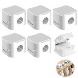 Cable Clip Holder, Pack of 6 Cable Holder, Cable Clips, Adjustable Cable Organiser, Magnetic Desk Cable Organiser Management for Desk, Bedside, Charging Cables, Audio Cable, White