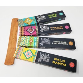 Tribal Soul Incense Smudge Sticks - White Sage-Lavender, White Sage-Palo Santo, Palo Santo, White Sage with JRose Incense Holder TS-4